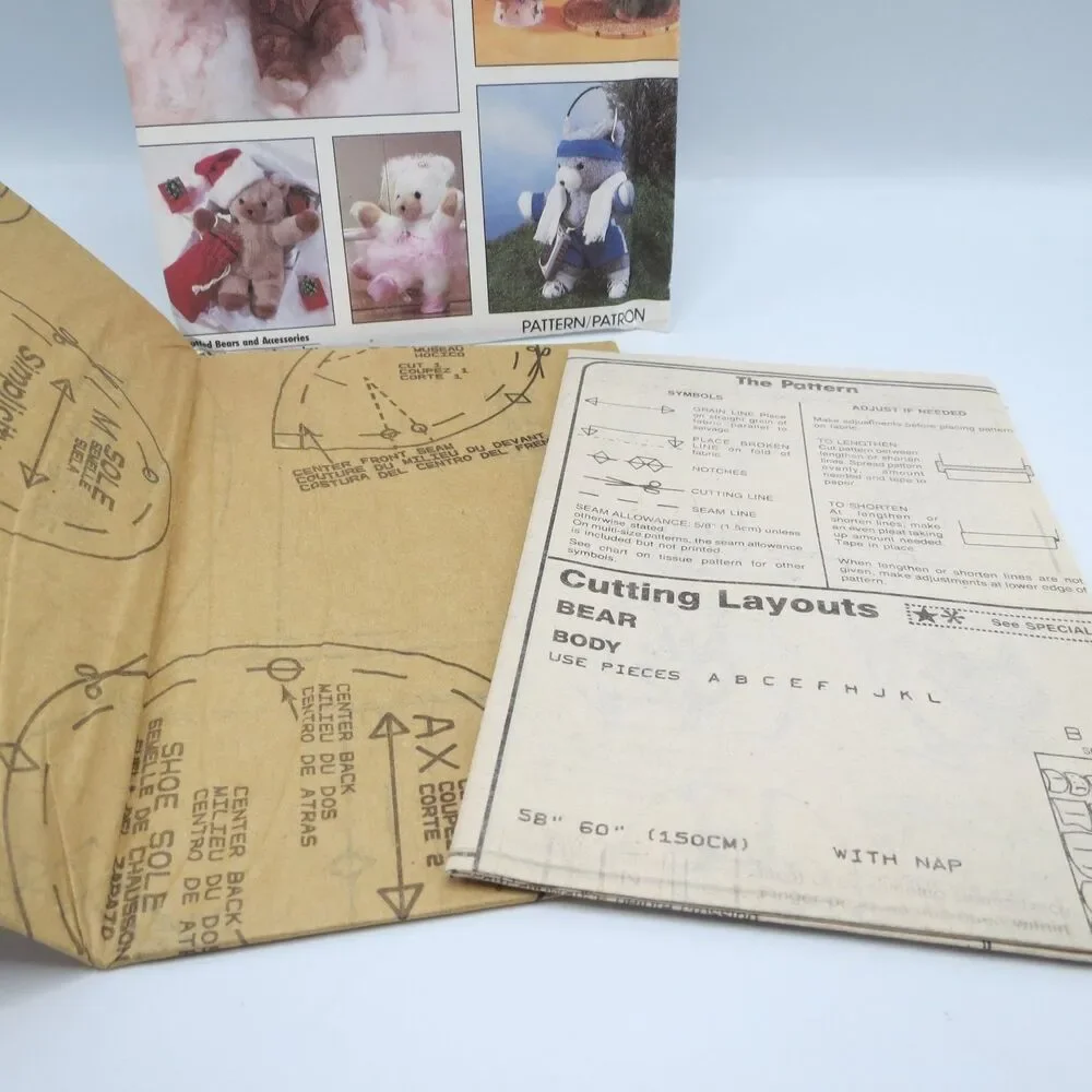 Simplicity Crafts 8363 Stuffed Bears Accessories One Size Vintage 1987